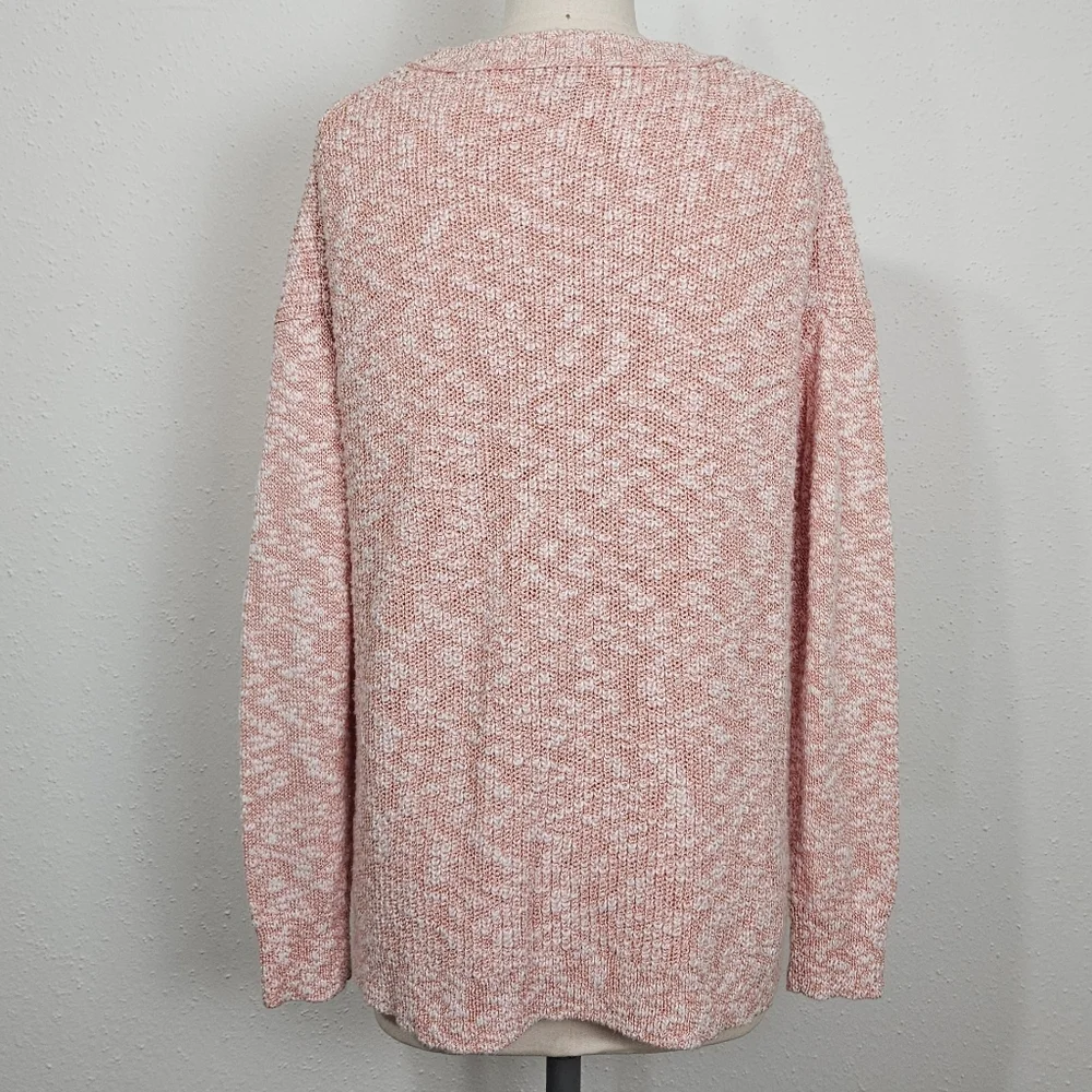 J. Crew Lightweight Marled Crewneck Sweater Pink Oversized XS